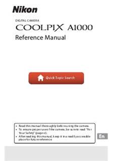 Nikon Coolpix A1000 manual. Camera Instructions.